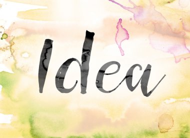 Word Art fikir renkli sulu boya ve mürekkep