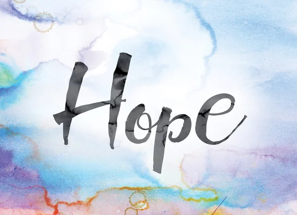 Hope Colorful Watercolor and Ink Word Art — Stock fotografie