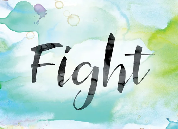 Fight Colorful Watercolor and Ink Word Art — Stockfoto