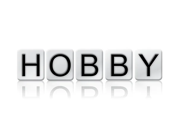 Hobbi elszigetelt csempézett betűk koncepció és a téma — Stock Fotó
