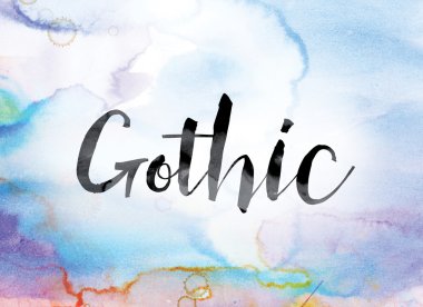 Word Art Gotik renkli sulu boya ve mürekkep