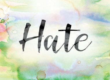 Hate Colorful Watercolor and Ink Word Art clipart