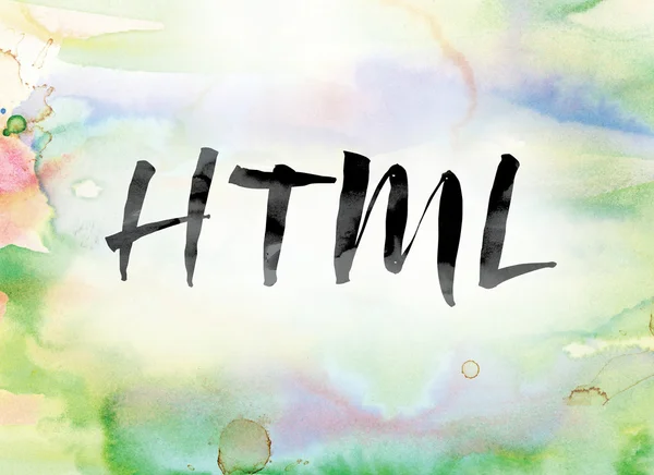 HTML Colorful Watercolor and Ink Word Art — Stock Photo, Image