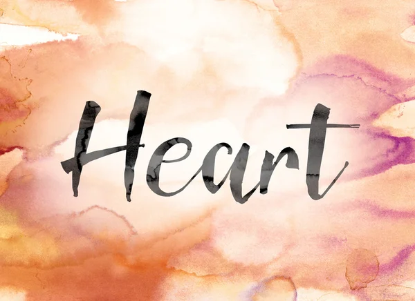 Heart Colorful Watercolor and Ink Word Art — ストック写真