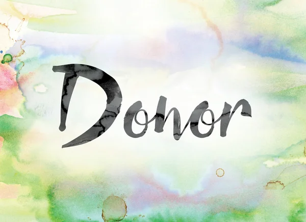 Donor Colorful Watercolor and Ink Word Art — Stock Photo, Image