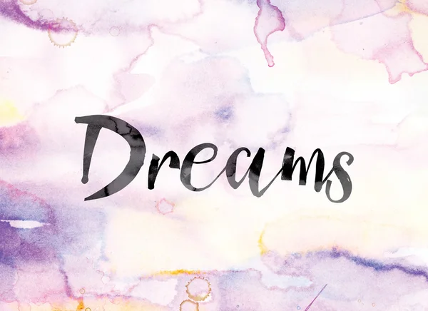 Dreams Colorful Watercolor and Ink Word Art — Stockfoto
