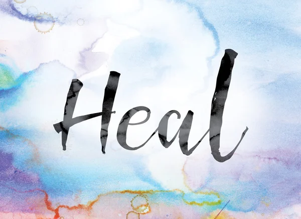 Heal Colorful Watercolor and Ink Word Art — ストック写真