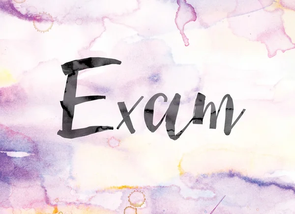 Exam Colorful Watercolor and Ink Word Art — Stock fotografie