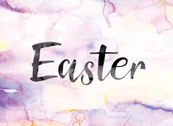 Easter Colorful Watercolor and Ink Word Art — ストック写真