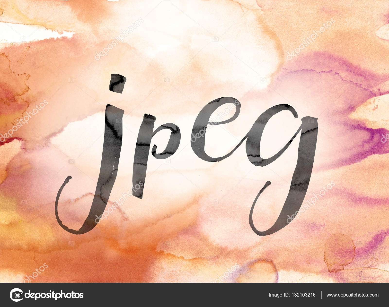 Jpeg Colorful Watercolor and Ink Word Art Stock Photo by