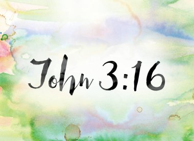 John 3:16 renkli sulu boya ve mürekkep Word Art