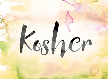 Kosher Colorful Watercolor and Ink Word Art clipart