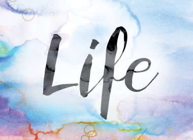 Word Art yaşam renkli sulu boya ve mürekkep