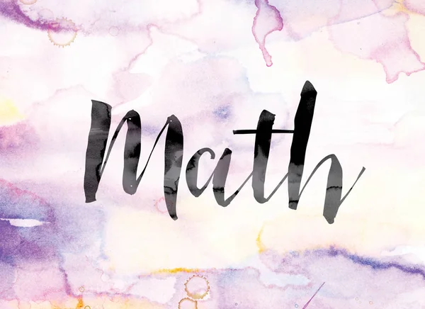 Math kleurrijke aquarel en inkt Word Art — Stockfoto