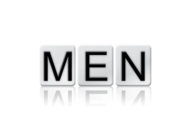 Mężczyźni na białym tle kafelkami litery pojęcia i tematu — Zdjęcie stockowe