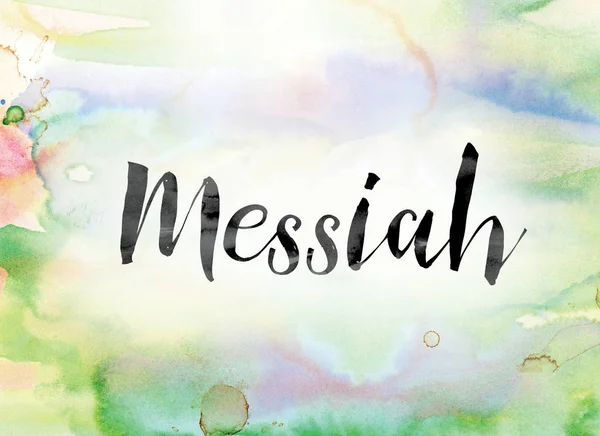 Messiah Colorful Watercolor and Ink Word Art — Stock Photo, Image