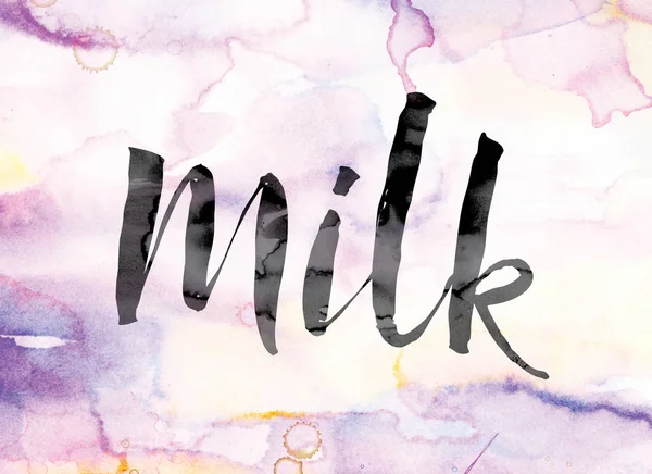 Word Art süt renkli sulu boya ve mürekkep — Stok fotoğraf