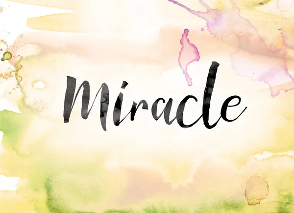 Miracle färgstark akvarell och tusch Word Art — Stockfoto