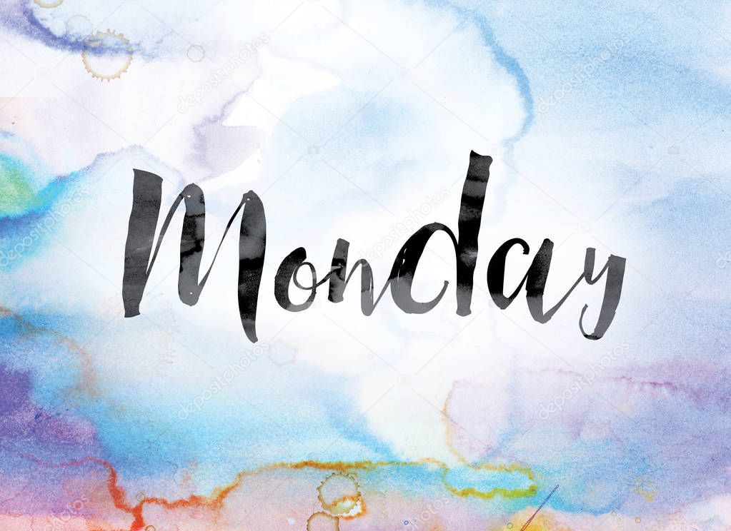 Monday Colorful Watercolor and Ink Word Art