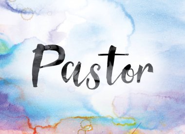 Pastor Colorful Watercolor and Ink Word Art clipart
