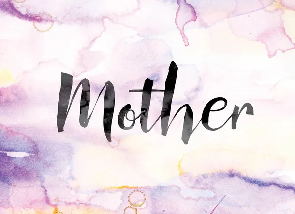 Mother Colorful Watercolor and Ink Word Art — Stok Foto
