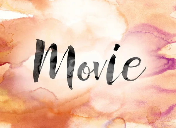 Movie Colorful Watercolor and Ink Word Art — Stock Photo, Image