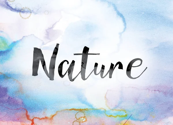 Natura acquerello colorato e inchiostro Word Art — Foto Stock