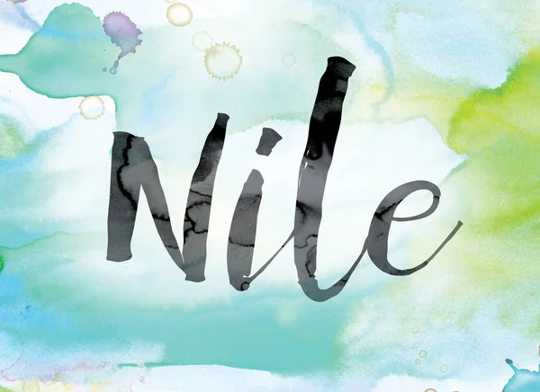 Nile kleurrijke aquarel en inkt Word Art — Stockfoto