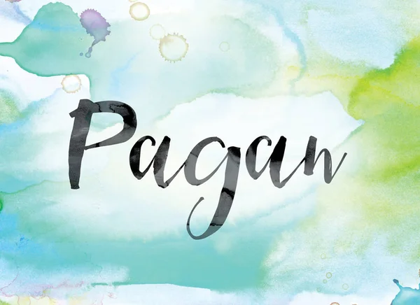 Pagan Colorful Watercolor and Ink Word Art — Stock Photo, Image