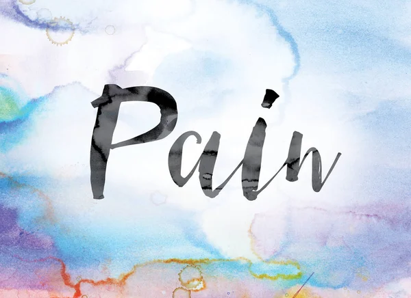 Pain Colorful Watercolor and Ink Word Art — Stock Photo, Image