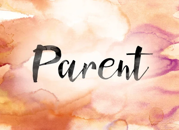 Parent Colorful Watercolor and Ink Word Art — Stock Photo, Image