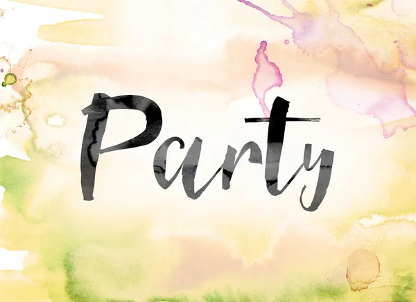 Party Colorful Watercolor and Ink Word Art — Stock Photo, Image