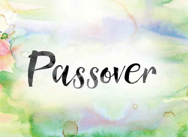 Passover Colorful Watercolor and Ink Word Art — Stock Photo, Image