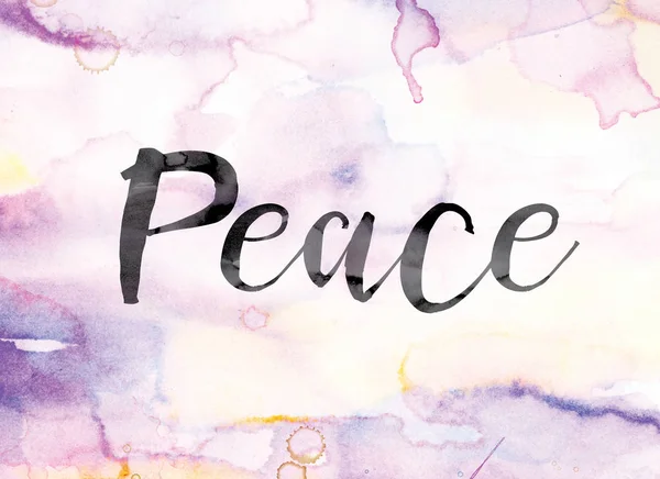 평화 다채로운 수채화 물감 및 잉크 단어 예술 — 스톡 사진