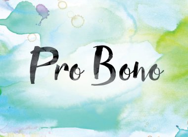 Pro Bono Colorful Watercolor and Ink Word Art clipart