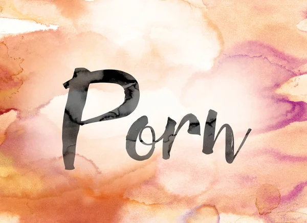 Porno colorido aquarela e tinta palavra arte — Fotografia de Stock