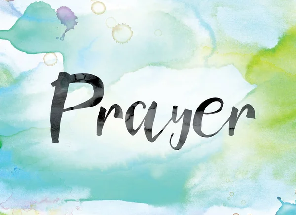 Prayer Colorful Watercolor and Ink Word Art — Stock Photo, Image