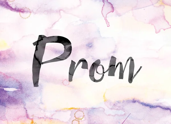 Prom Colorful Watercolor and Ink Word Art — Stock Photo, Image
