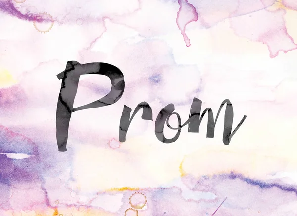 Prom kleurrijke aquarel en inkt Word Art — Stockfoto