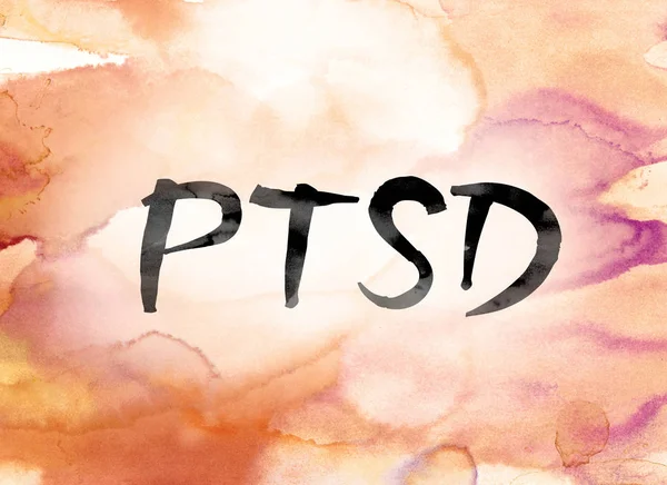 PTSD kolorowe akwareli i tuszu WordArt — Zdjęcie stockowe