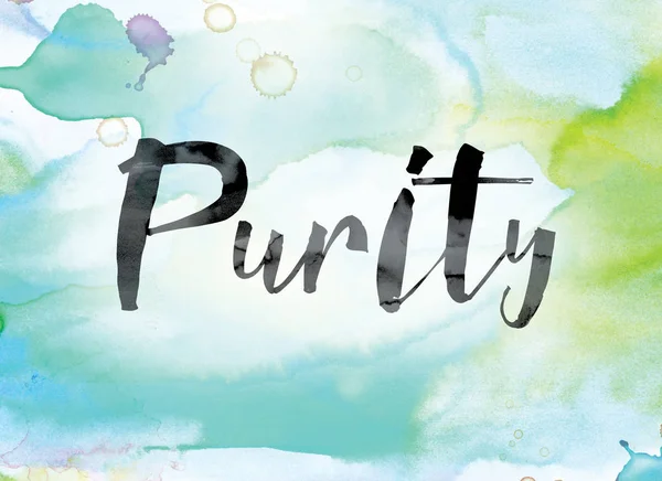 Purity Colorful Watercolor and Ink Word Art — Stock Photo, Image