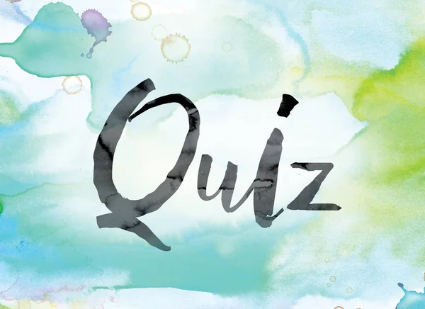 Quiz bunte Aquarell- und Tuschewortkunst — Stockfoto