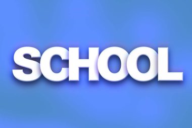 Okul kavramı renkli Word Art