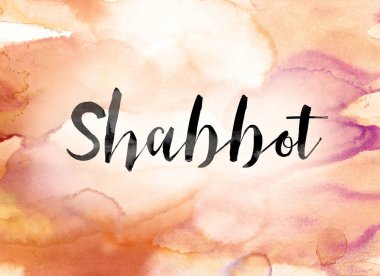 Shabbot Colorful Watercolor and Ink Word Art clipart