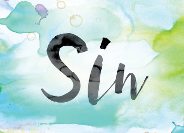 Sin Colorful Watercolor and Ink Word Art clipart