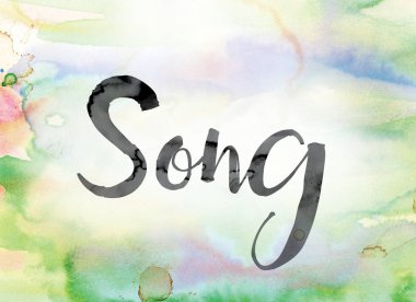 Word Art şarkı renkli sulu boya ve mürekkep