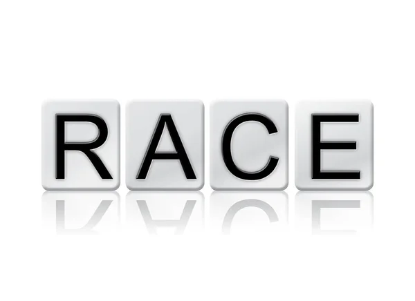 Race elszigetelt csempézett betűk koncepció és a téma — Stock Fotó