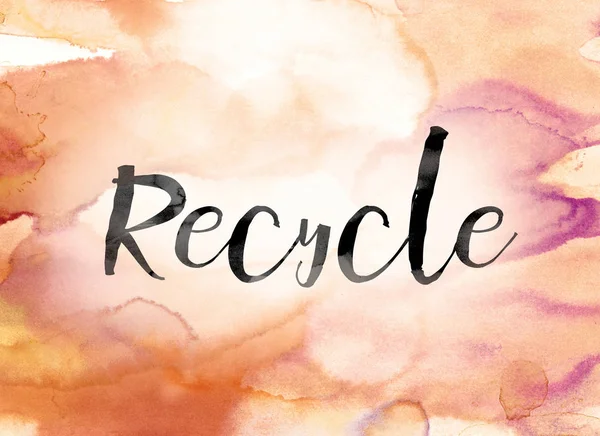 Recycle красочные акварель и чернила Word Art — стоковое фото