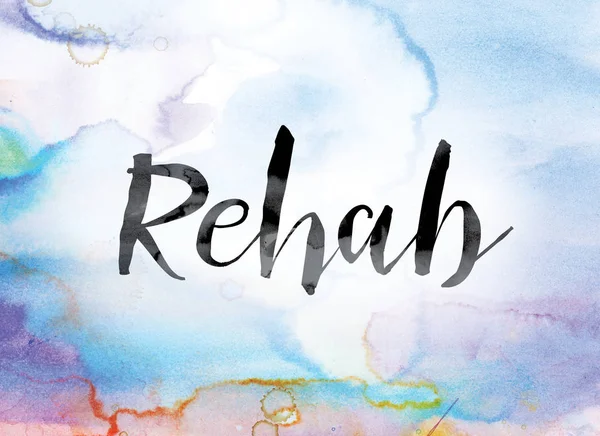 Rehab πολύχρωμο ακουαρέλα και μελάνι λέξη τέχνη — Φωτογραφία Αρχείου