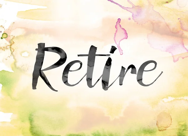 Pensionera färgstark akvarell och tusch Word Art — Stockfoto
